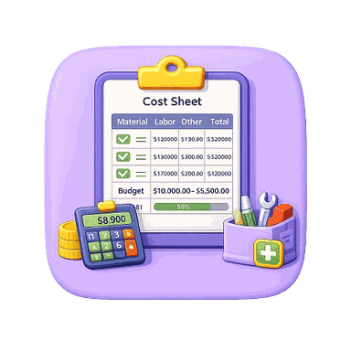 Project Job Costing and Job Cost Sheet With Material Request